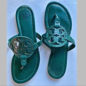 Tory Burch Faux Crocodile Miller Sandals.